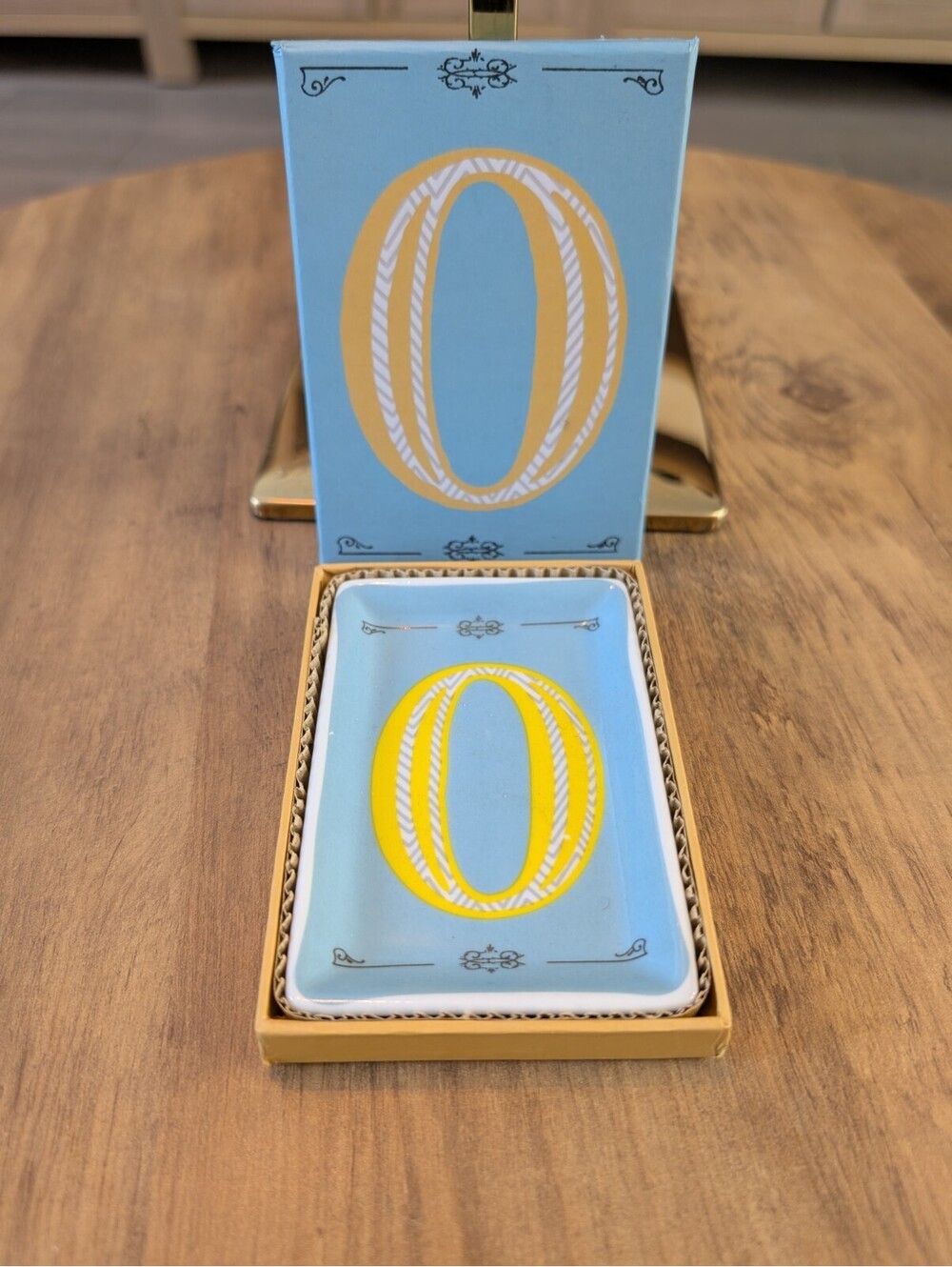 Letter O Rosanna Ceramic Monogram Alphabet Letter Trinket Jewelry Tray Gift NIB